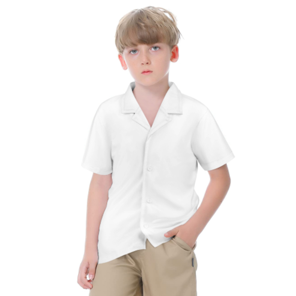 全印纯棉儿童古巴领短袖衬衫SKD012
