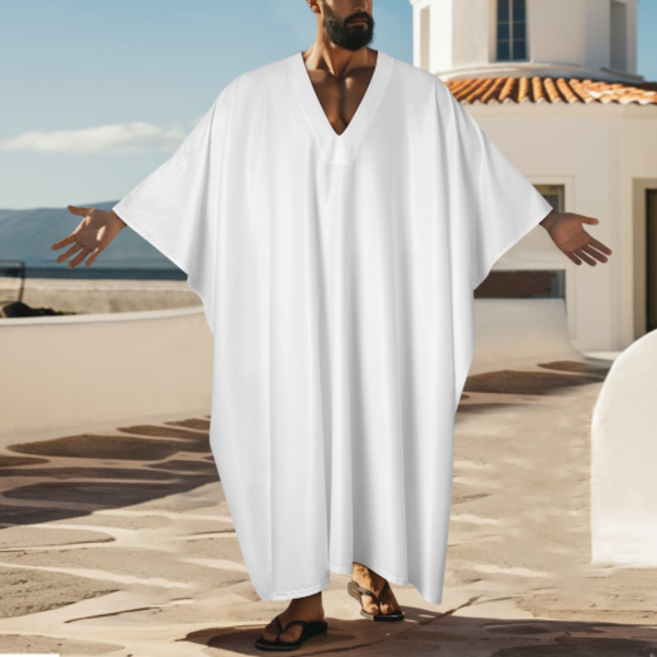 中东风V领蝴蝶袖长袍